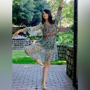 Anthropologie beaded/embroidered babydoll dress Size 6